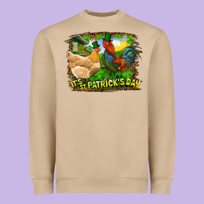 It's St. Patrick's Day Rooster And Chicken Heavyweight Sweatshirt Designed By Ranaportraitstore
