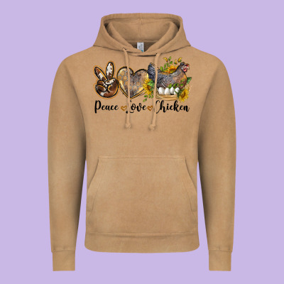 Peace Love Chicken Vintage Hoodie Designed By Lillyallendesigns