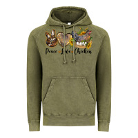 Vintage Olive peace love chicken Vintage Hoodie - LillyAllenDesigns