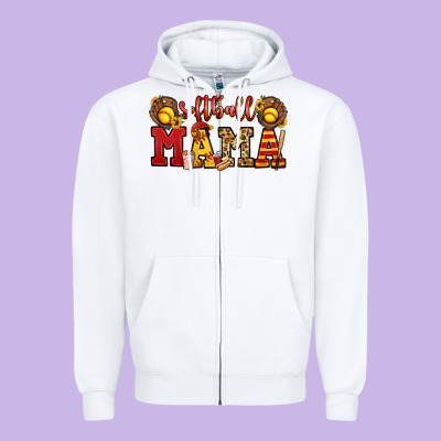 Softball Mama Zipper Hoodie Designed By Jasminsmagicworld