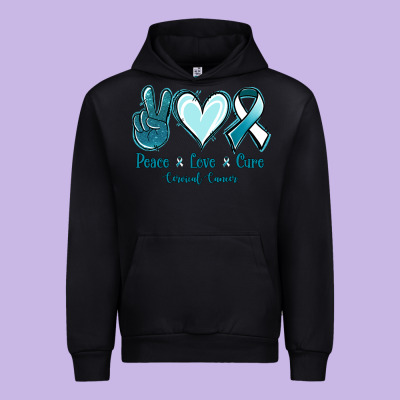 Peace Love Cure Cervical Cancer Urban Hoodie Designed By Jasminsmagicworld