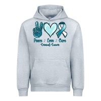 Heather Grey Peace Love Cure Cervical Cancer Urban Hoodie - Jasminsmagicworld