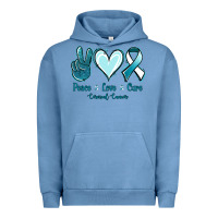 Pigment Pebble Blue Peace Love Cure Cervical Cancer Urban Hoodie - Jasminsmagicworld