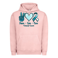 Pigment Salmon Peace Love Cure Cervical Cancer Urban Hoodie - Jasminsmagicworld