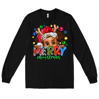 Black Merry Christmas Long Sleeve Tee - CowhideDigitalArt