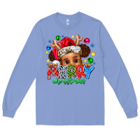 Colony Blue Merry Christmas Long Sleeve Tee - CowhideDigitalArt