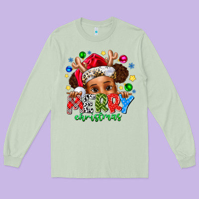 Merry Christmas Long Sleeve Tee Designed By Cowhidedigitalart