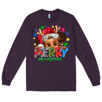 Plum Merry Christmas Long Sleeve Tee - CowhideDigitalArt