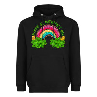 Black Happy St. Patrick's Day Rainbow And Shamrock Heavyweight Hoodie - RanaPortraitStore