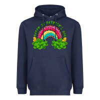 Navy Happy St. Patrick's Day Rainbow And Shamrock Heavyweight Hoodie - RanaPortraitStore