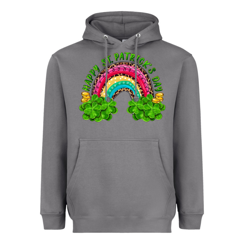 Happy St. Patrick's Day Rainbow And Shamrock Heavyweight Hoodie by RanaPortraitStore | Teevron