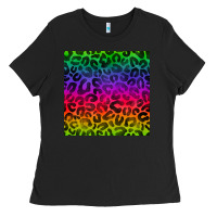 Black colorful leopard seamless pattern Ladies Tee - BundleAndBundleShop