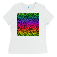 White colorful leopard seamless pattern Ladies Tee - BundleAndBundleShop