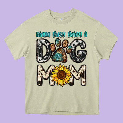 Kinda Busy Being A Dog Mom Heavy Core Tee Designed By Oliviacreatesart