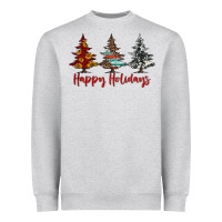 Heather Grey happy holidays christmas trees Heavyweight Sweatshirt - Jasminsmagicworld