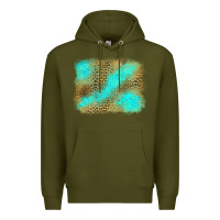 Army Green Turquoise Leopard Background Premium Hoodie - Jasminsmagicworld