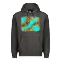 Charcoal Heather Turquoise Leopard Background Premium Hoodie - Jasminsmagicworld