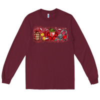 Burgundy Merry Christmas Long Sleeve Tee - CowhideDigitalArt