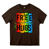 Chocolate Brown free hugs Heavy Core Tee - OliviaCreatesArt