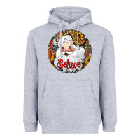 Heather Grey believe Santa Claus Christmas Heavyweight Hoodie - Jasminsmagicworld