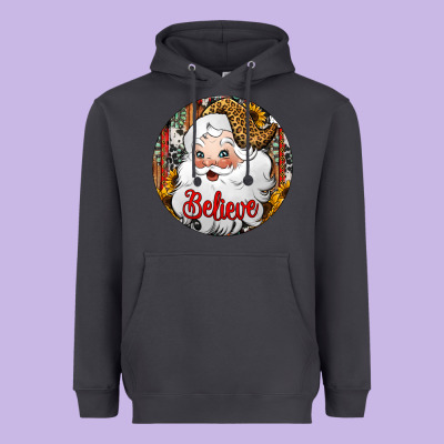 Believe Santa Claus Christmas Heavyweight Hoodie Designed By Jasminsmagicworld