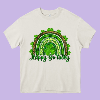 St. Patrick's Day Happy Go Lucky Heavy Core Tee Designed By Ranaportraitstore