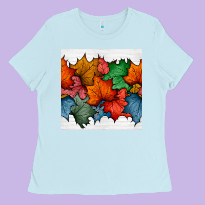 Autumn  Leaves Seamless Pattern Ladies Tee Designed By Bundleandbundleshop