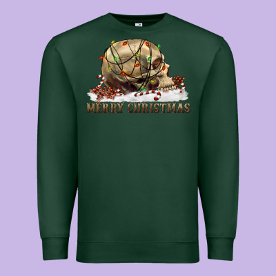 Merry Christmas Skull Premium Sweatshirt Designed By Ranaportraitstore