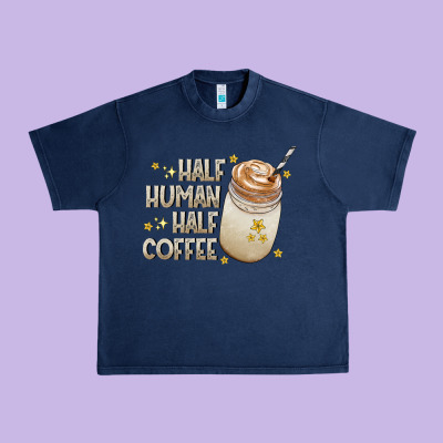 Half Human Half Coffee Urban Heavy Tee Designed By Cowhidedigitalart