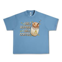 Pebble Blue Half Human Half Coffee Urban Heavy Tee - CowhideDigitalArt