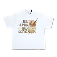 White Half Human Half Coffee Urban Heavy Tee - CowhideDigitalArt