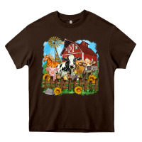 Chocolate Brown farm life olivia Heavy Core Tee - OliviaCreatesArt