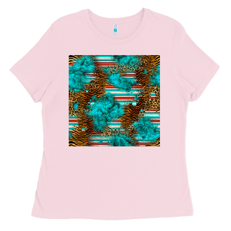 Turquoise Serape Leopard Seamless Pattern Ladies Tee by BundleAndBundleShop | Teevron