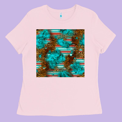Turquoise Serape Leopard Seamless Pattern Ladies Tee Designed By Bundleandbundleshop