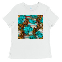 White turquoise serape leopard seamless pattern Ladies Tee - BundleAndBundleShop
