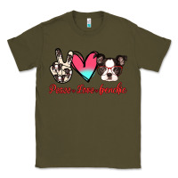 Army Green Peace Love Frenchie Classic Tee - Jasminsmagicworld