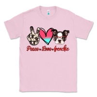 Bubblegum Pink Peace Love Frenchie Classic Tee - Jasminsmagicworld