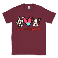 Burgundy Peace Love Frenchie Classic Tee - Jasminsmagicworld