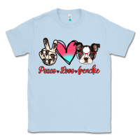 Dusty Blue Peace Love Frenchie Classic Tee - Jasminsmagicworld