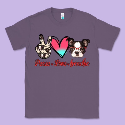 Peace Love Frenchie Classic Tee Designed By Jasminsmagicworld