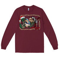 Burgundy joy Christmas Long Sleeve Tee - CowhideDigitalArt