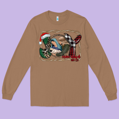 Joy Christmas Long Sleeve Tee Designed By Cowhidedigitalart