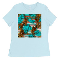 Baby Blue turquoise serape leopard seamless pattern Ladies Tee - BundleAndBundleShop