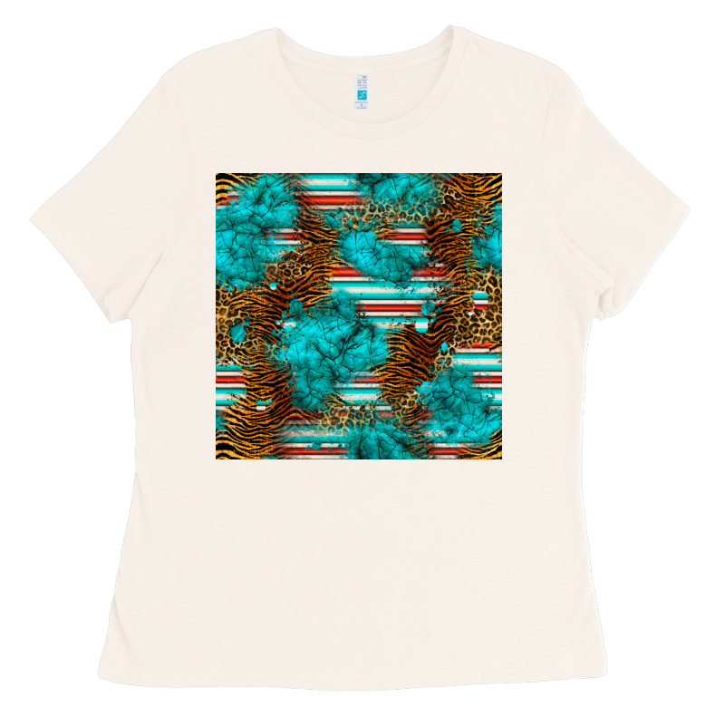 Turquoise Serape Leopard Seamless Pattern Ladies Tee by BundleAndBundleShop | Teevron