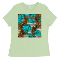 Matcha turquoise serape leopard seamless pattern Ladies Tee - BundleAndBundleShop