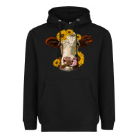 Black hereford cattle sunflowers heifer Heavyweight Hoodie - Jasminsmagicworld