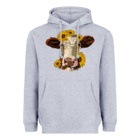 Heather Grey hereford cattle sunflowers heifer Heavyweight Hoodie - Jasminsmagicworld