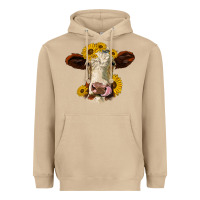 Hereford Cattle Sunflowers Heifer Heavyweight Hoodie | Teevron