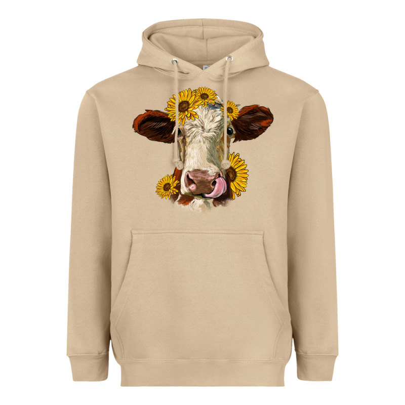 Hereford Cattle Sunflowers Heifer Heavyweight Hoodie by Jasminsmagicworld | Teevron