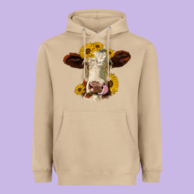 Hereford Cattle Sunflowers Heifer Heavyweight Hoodie Designed By Jasminsmagicworld